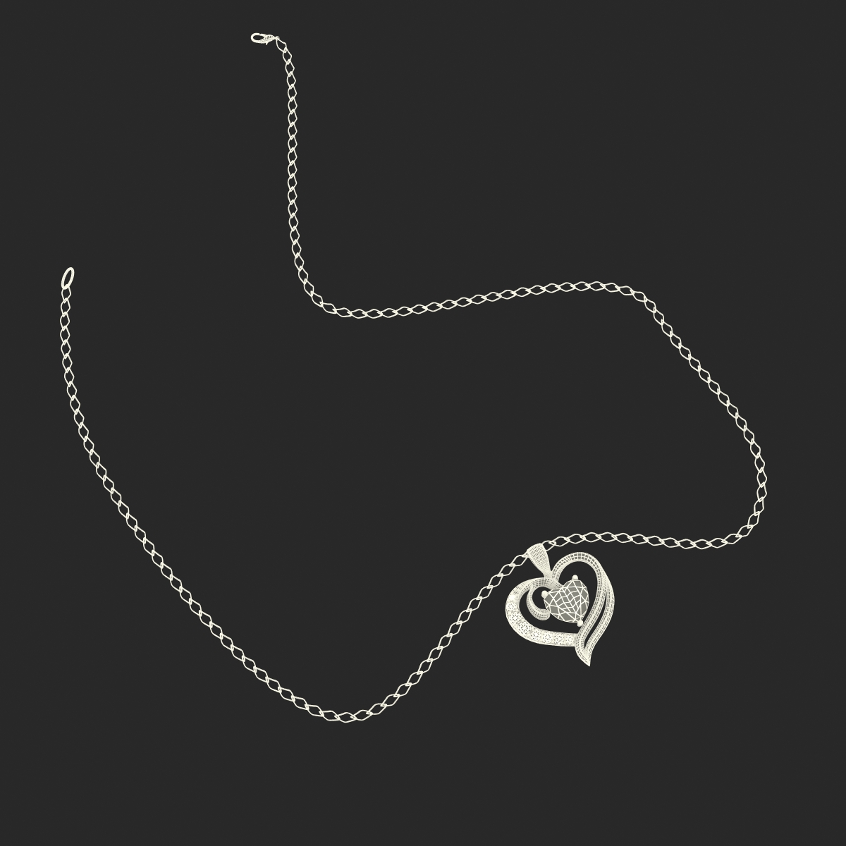 3D Ruby Heart Necklace and Chain Rigged