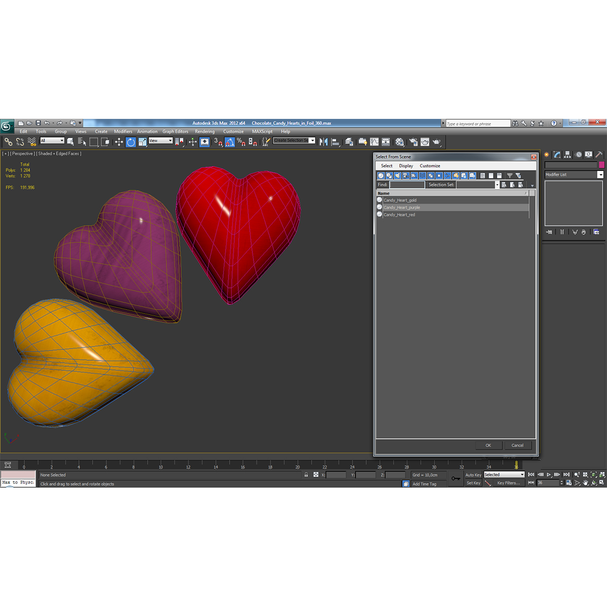 3D model Chocolate Candy Hearts in Foil