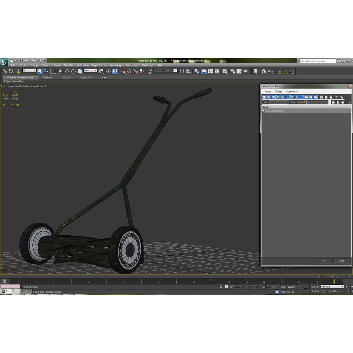 3D Vintage Push Mower model