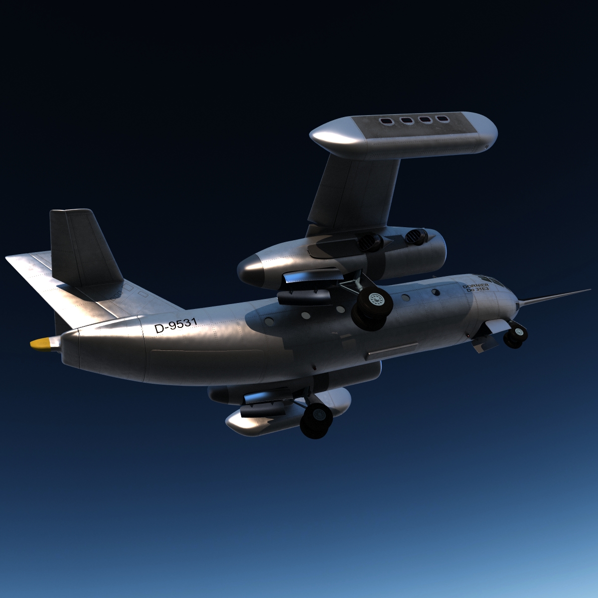 Jet Transport Dornier Do 31 Rigged 3D model