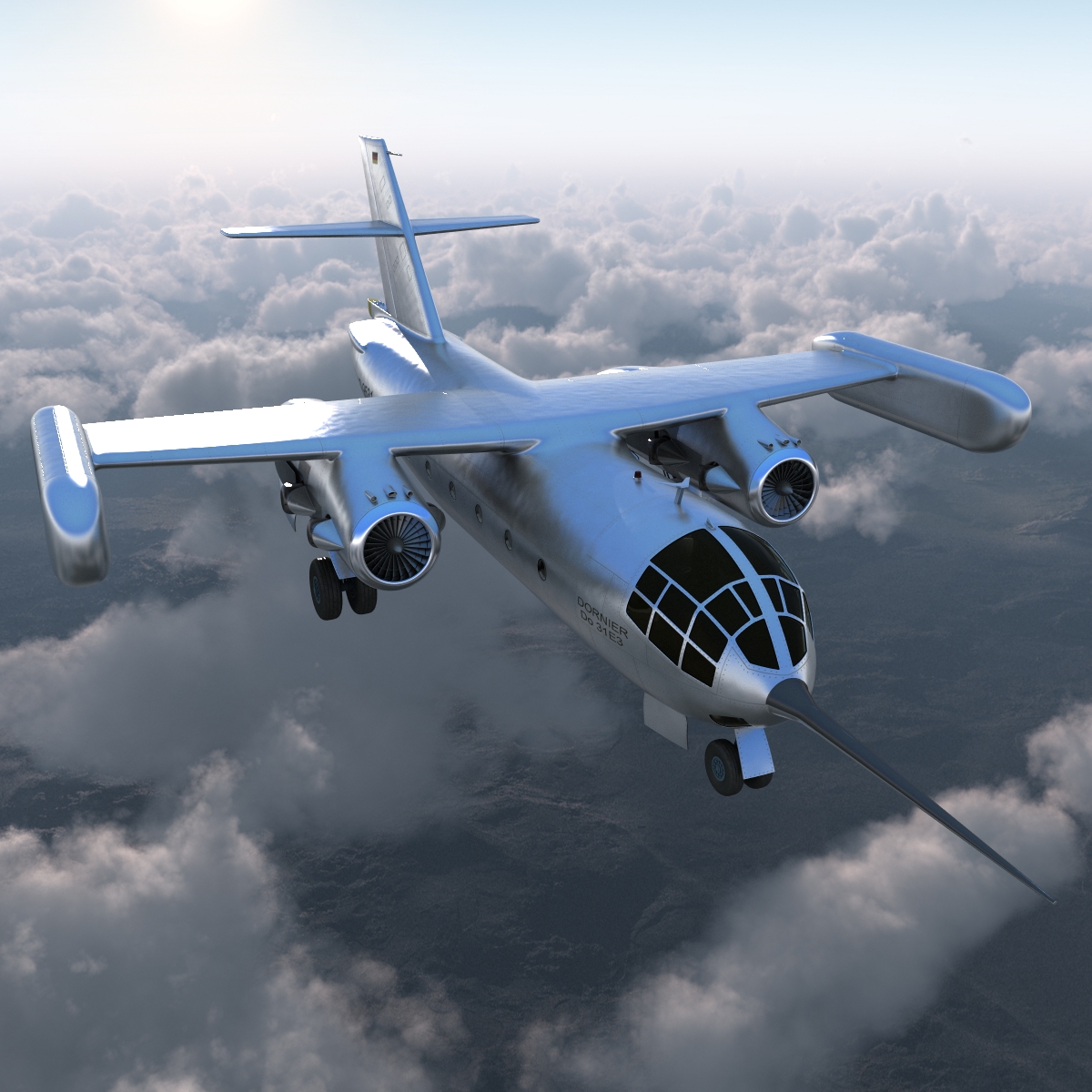 Jet Transport Dornier Do 31 Rigged 3D model