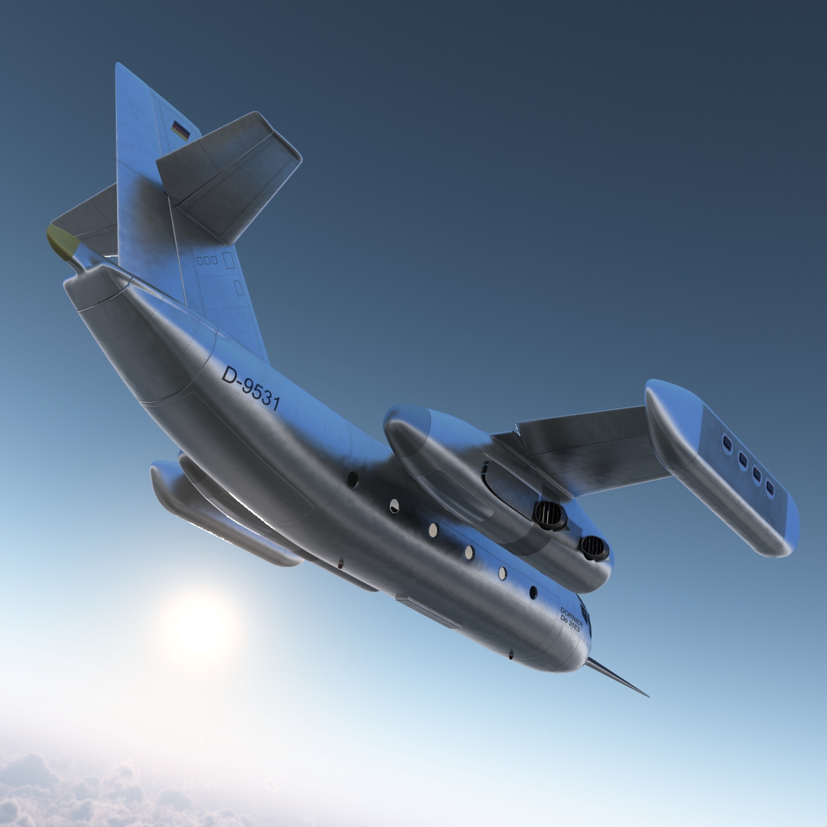 Jet Transport Dornier Do 31 Rigged 3D model