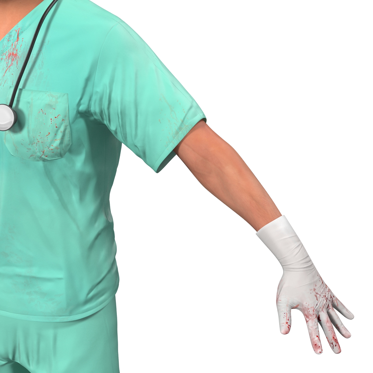 3D model Male Surgeon Caucasian Rigged with Blood