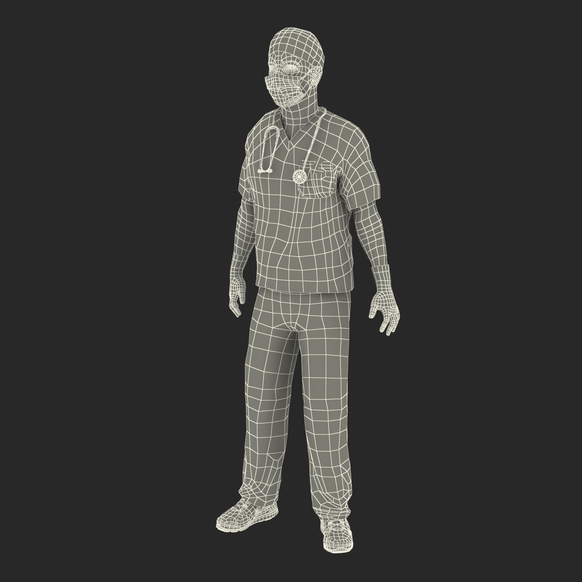 3D model Male Surgeon Caucasian Rigged with Blood