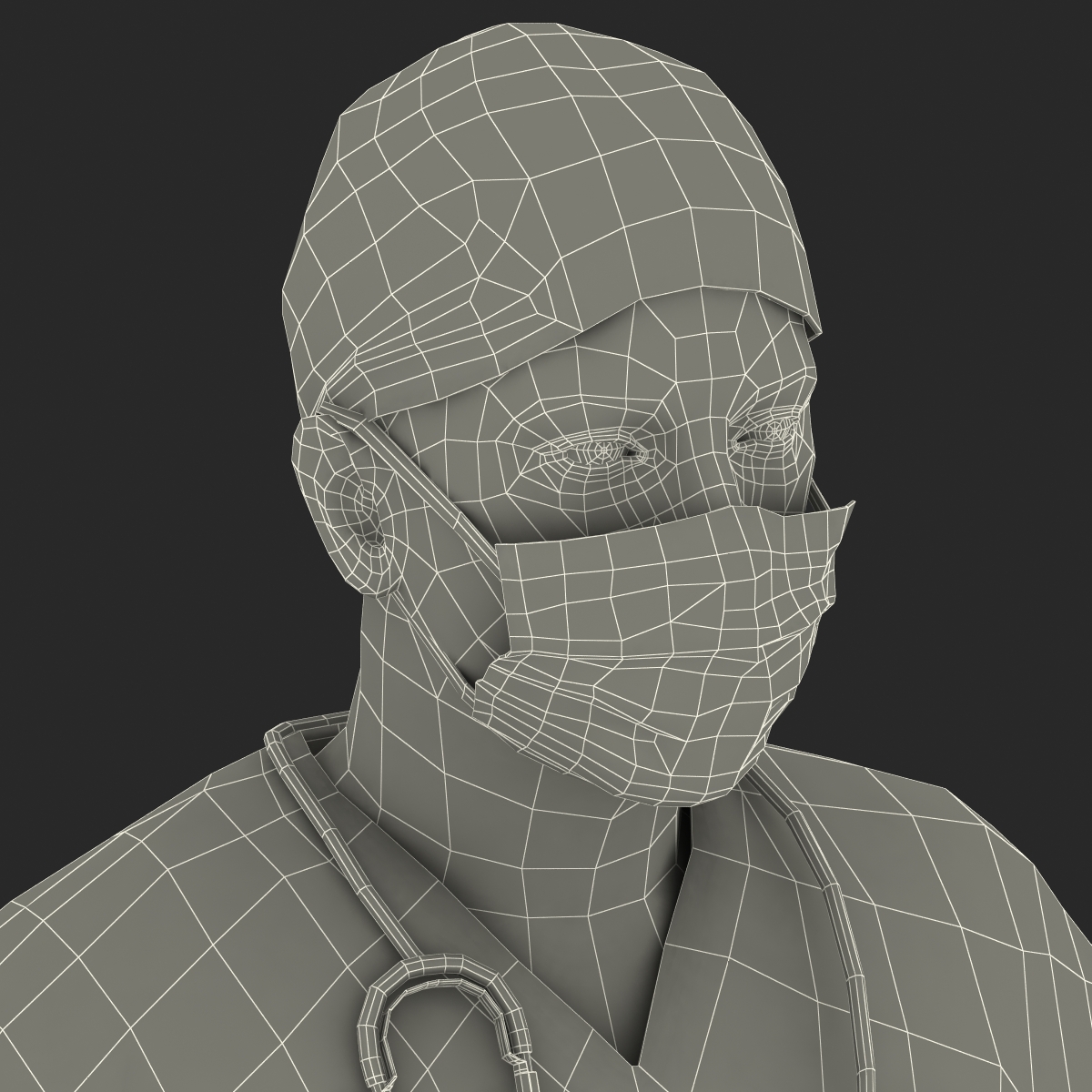 3D model Male Surgeon Caucasian Rigged with Blood