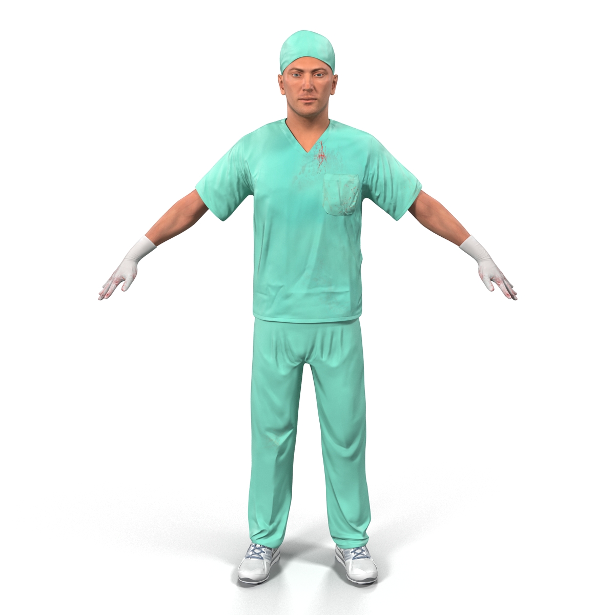 Male Surgeon Caucasian Rigged 2 with Blood 3D