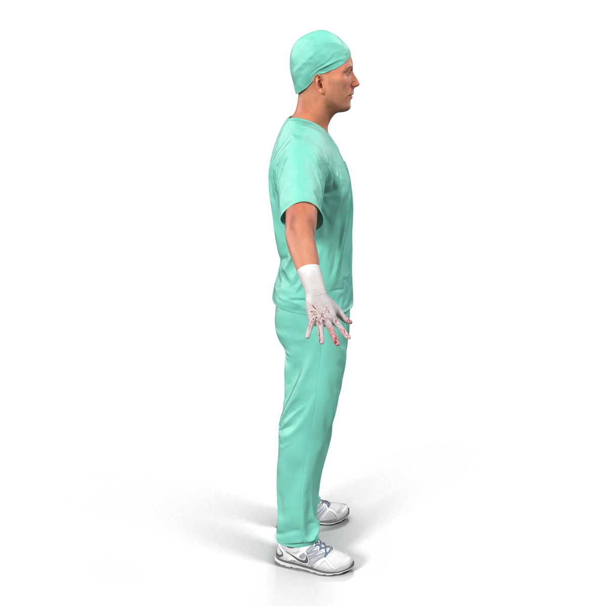 3D model Male Surgeon Caucasian with Blood 2