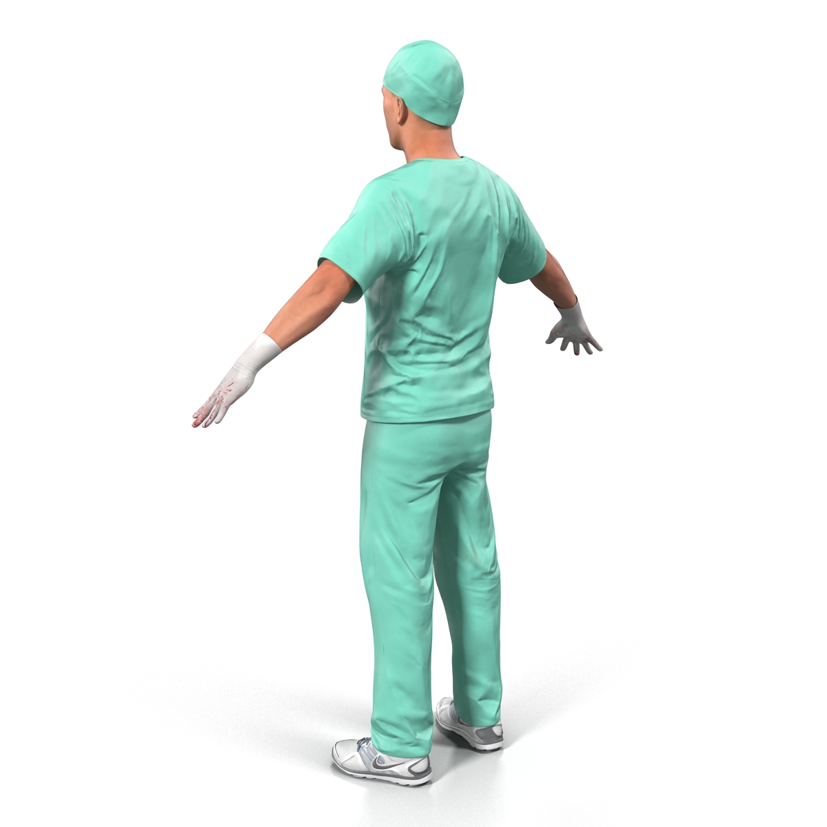 3D model Male Surgeon Caucasian with Blood 2