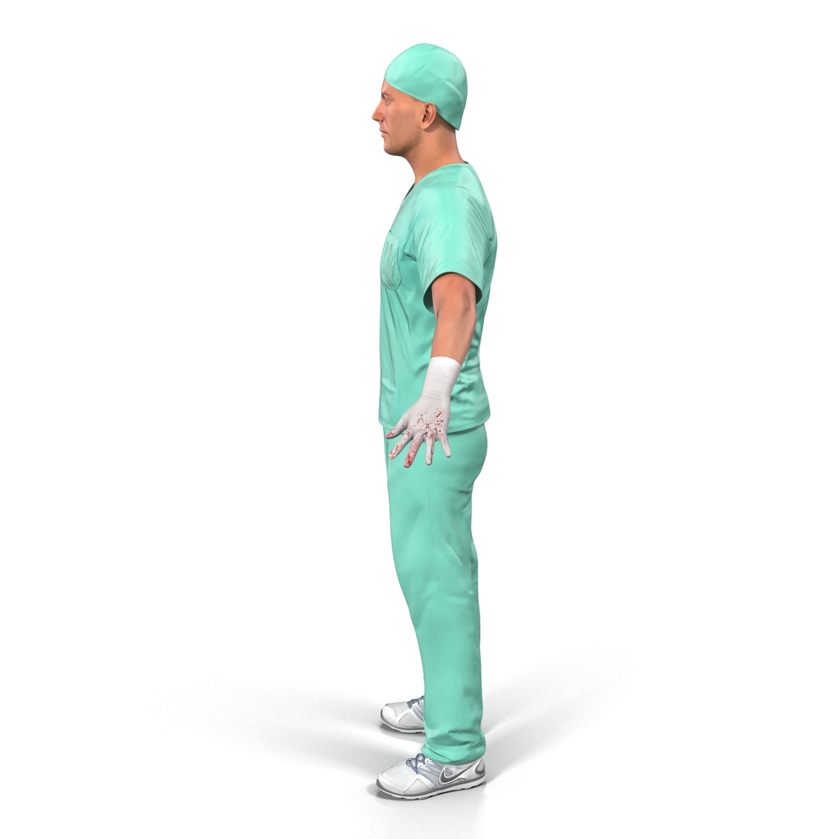 3D model Male Surgeon Caucasian with Blood 2