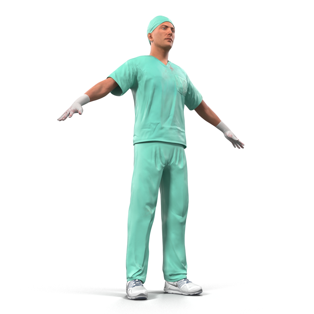 3D model Male Surgeon Caucasian with Blood 2