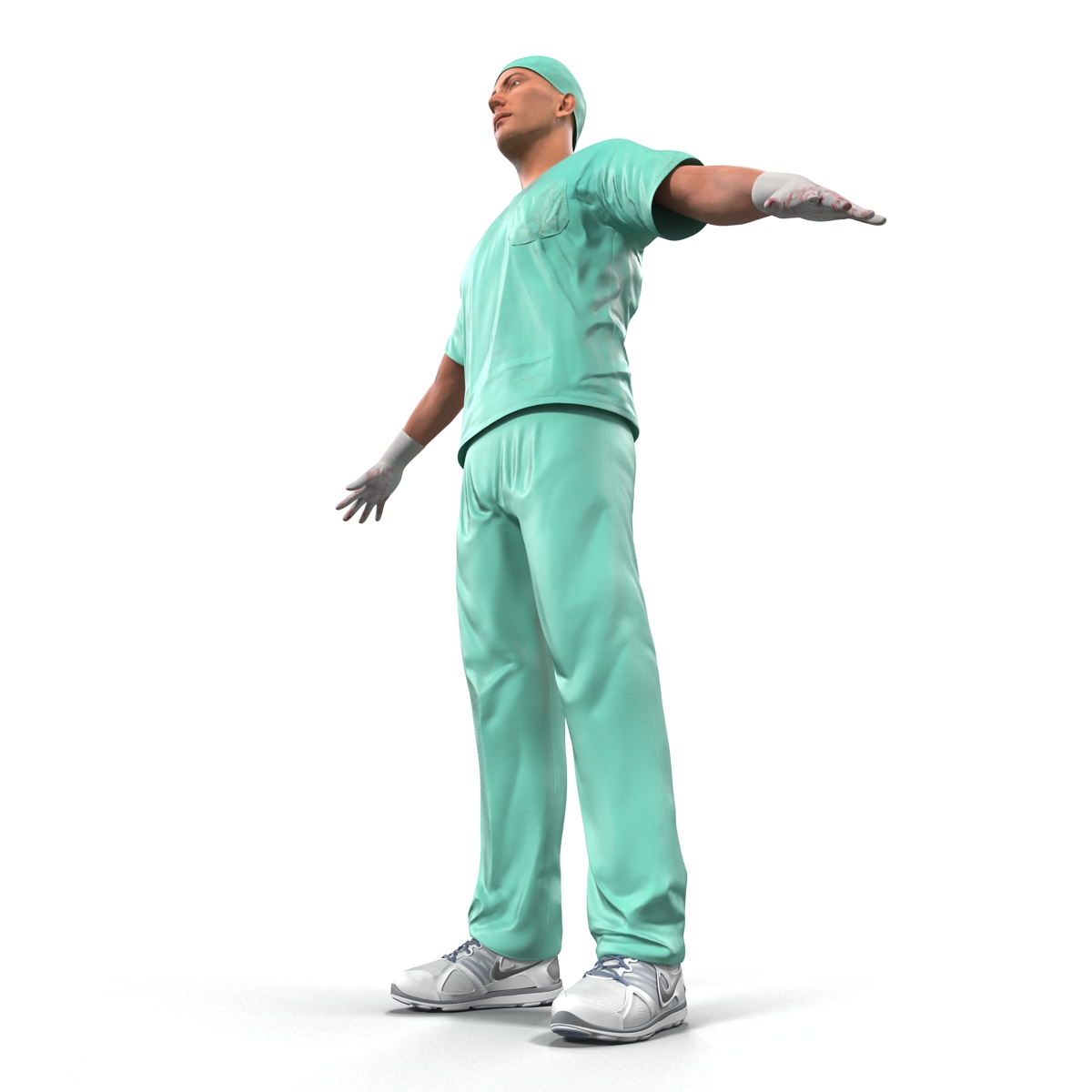 3D model Male Surgeon Caucasian with Blood 2