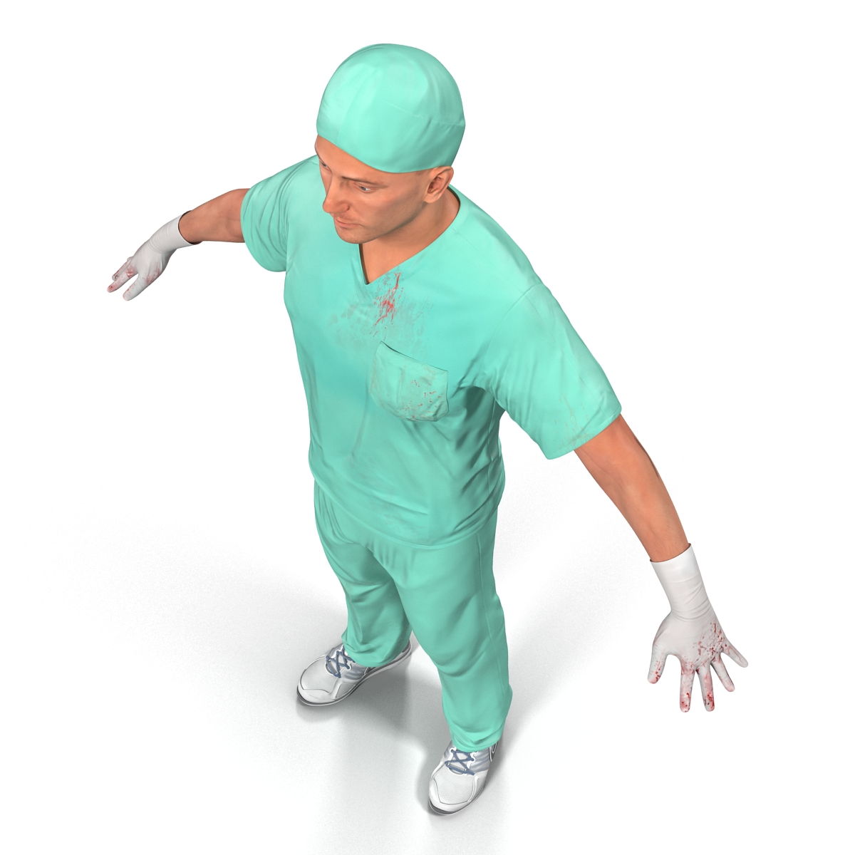 3D model Male Surgeon Caucasian with Blood 2