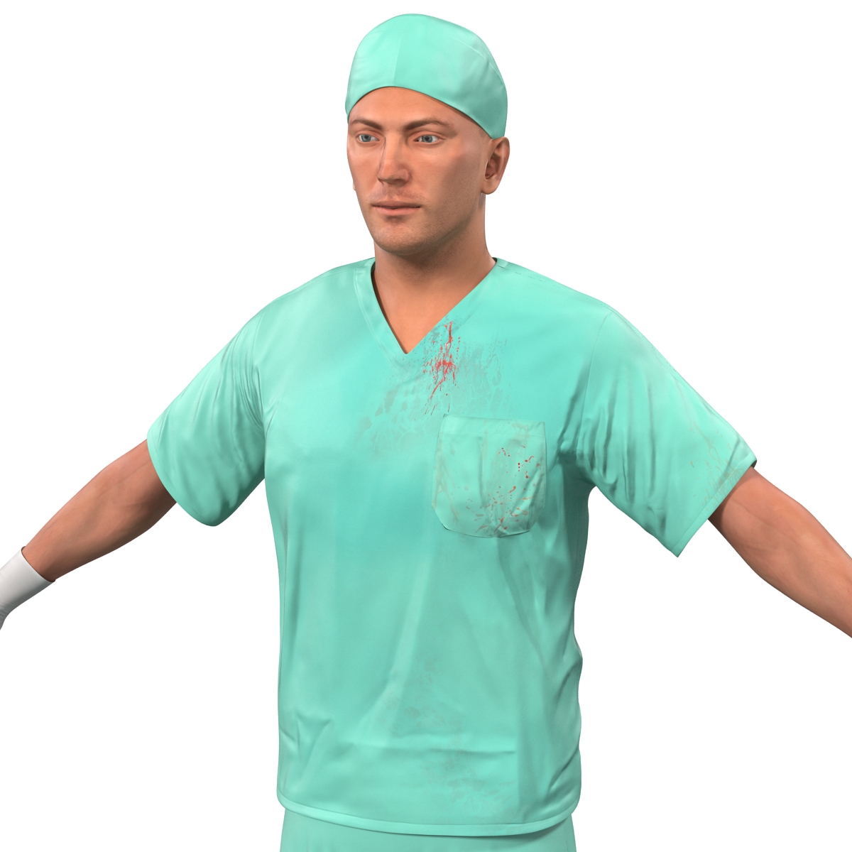 3D model Male Surgeon Caucasian with Blood 2