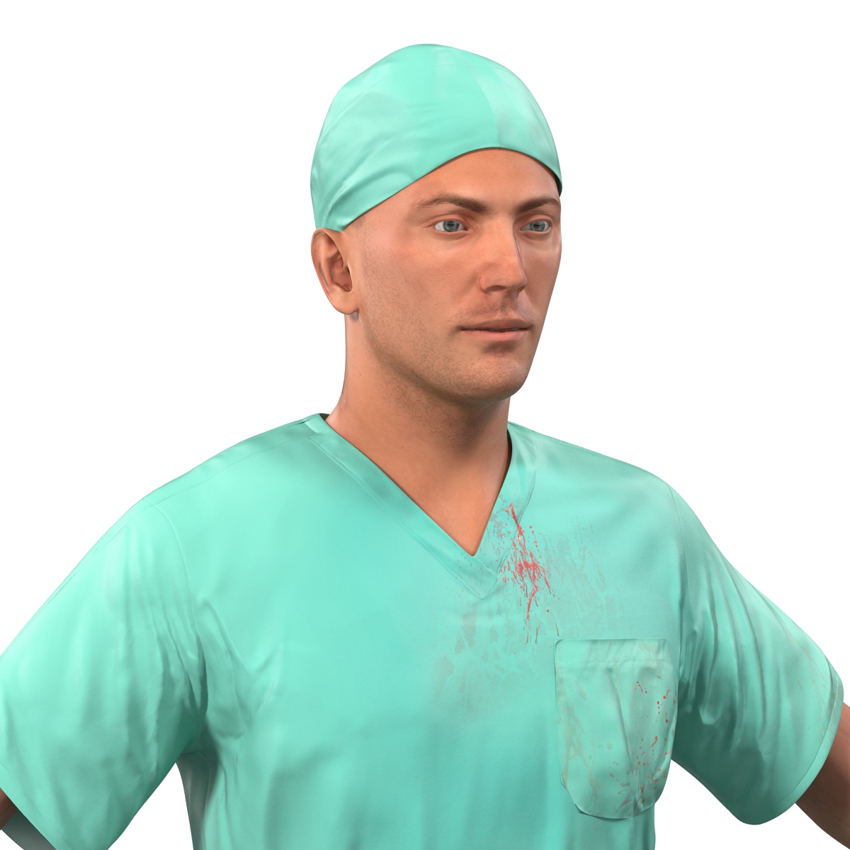 3D model Male Surgeon Caucasian with Blood 2