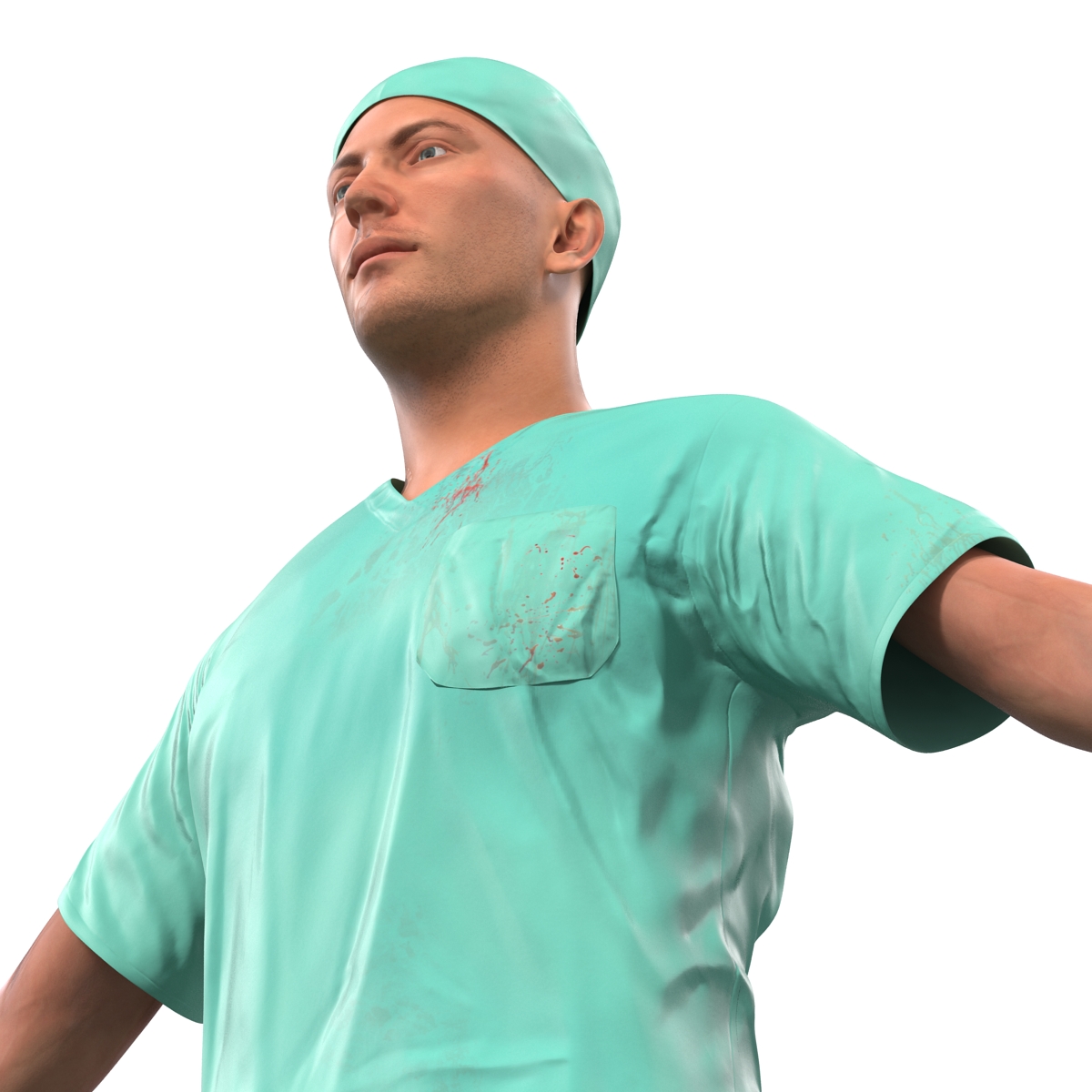 3D model Male Surgeon Caucasian with Blood 2