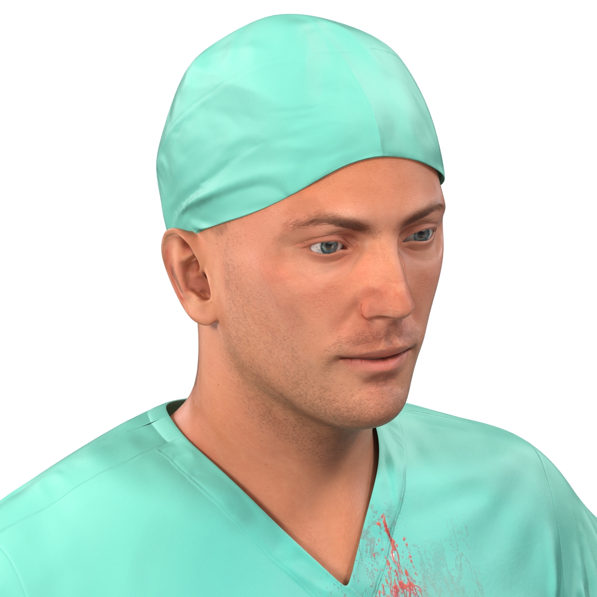 3D model Male Surgeon Caucasian with Blood 2