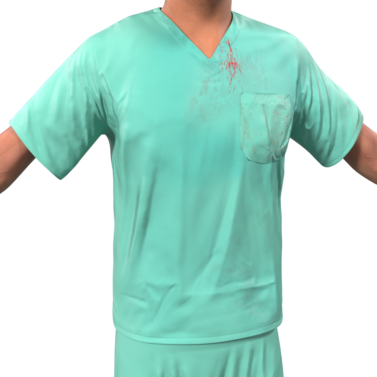 3D model Male Surgeon Caucasian with Blood 2