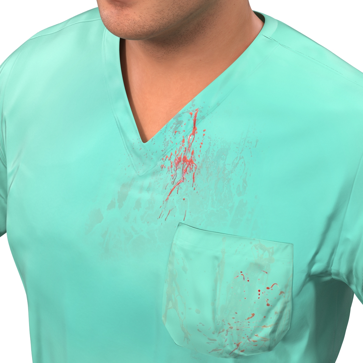 3D model Male Surgeon Caucasian with Blood 2