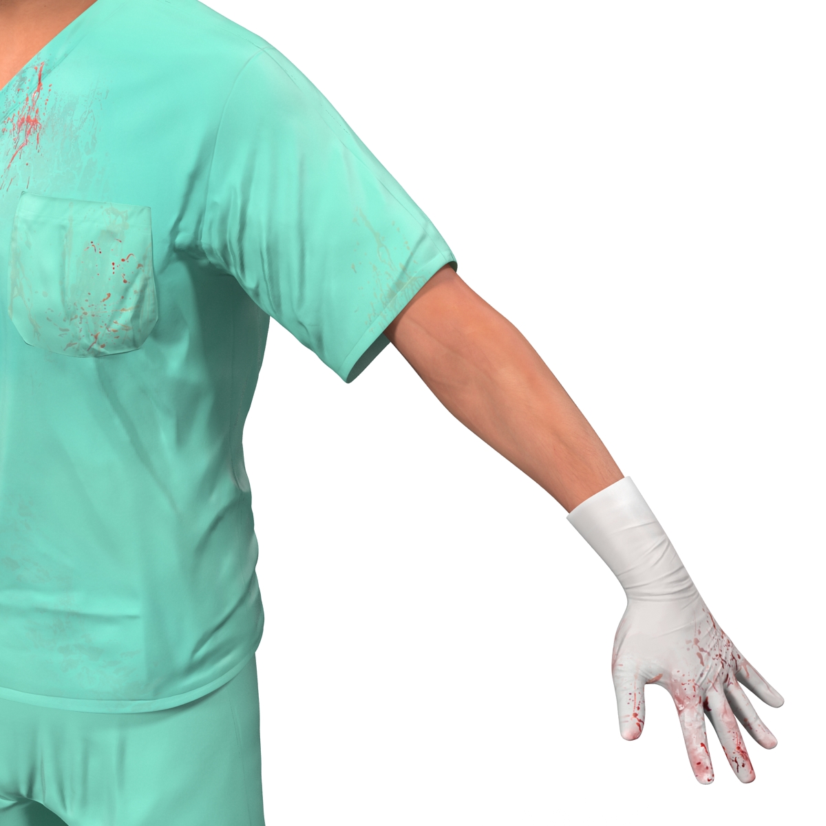 3D model Male Surgeon Caucasian with Blood 2