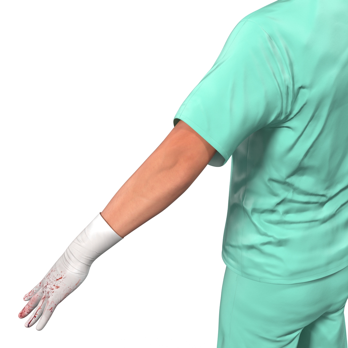 3D model Male Surgeon Caucasian with Blood 2