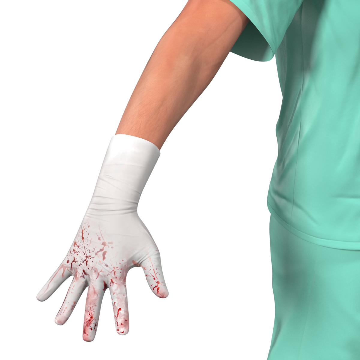 3D model Male Surgeon Caucasian with Blood 2