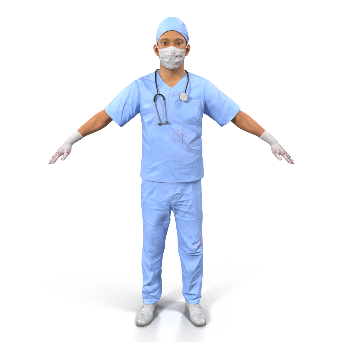 Male Surgeon Asian with Blood 3D model