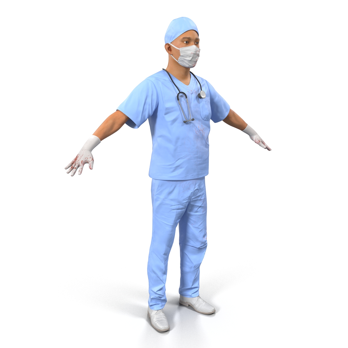 Male Surgeon Asian with Blood 3D model