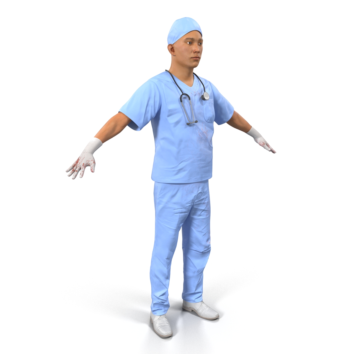 Male Surgeon Asian with Blood 3D model