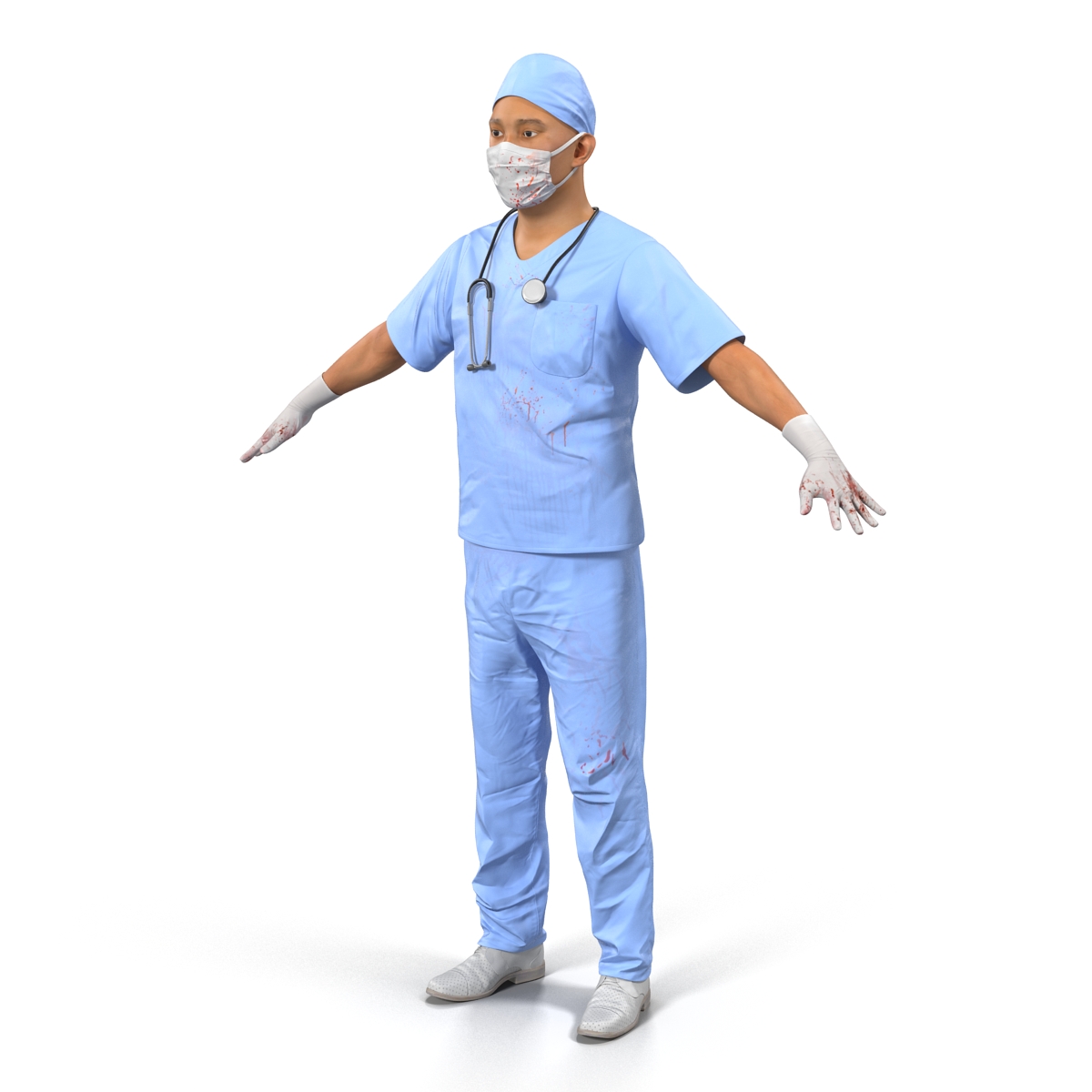 Male Surgeon Asian with Blood 3D model