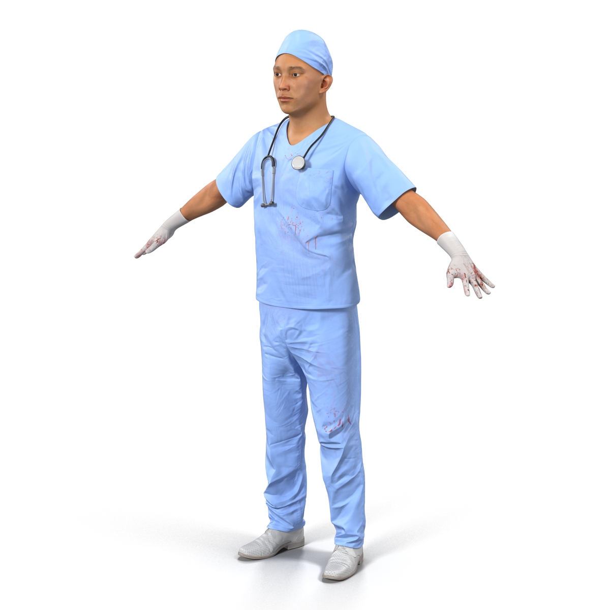 Male Surgeon Asian with Blood 3D model