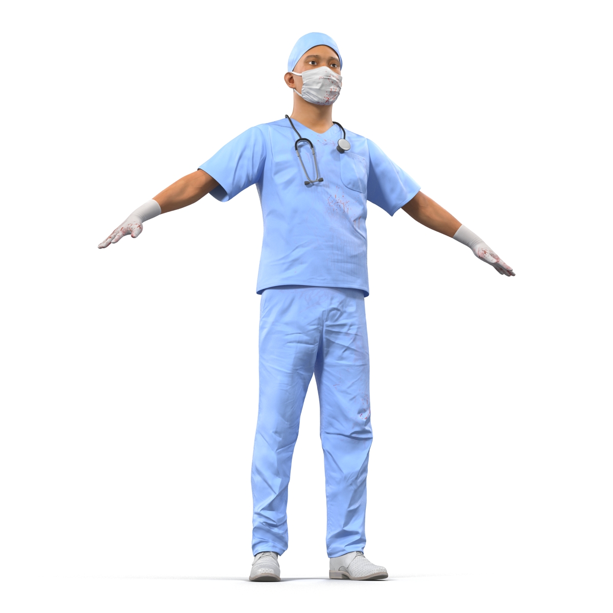 Male Surgeon Asian with Blood 3D model