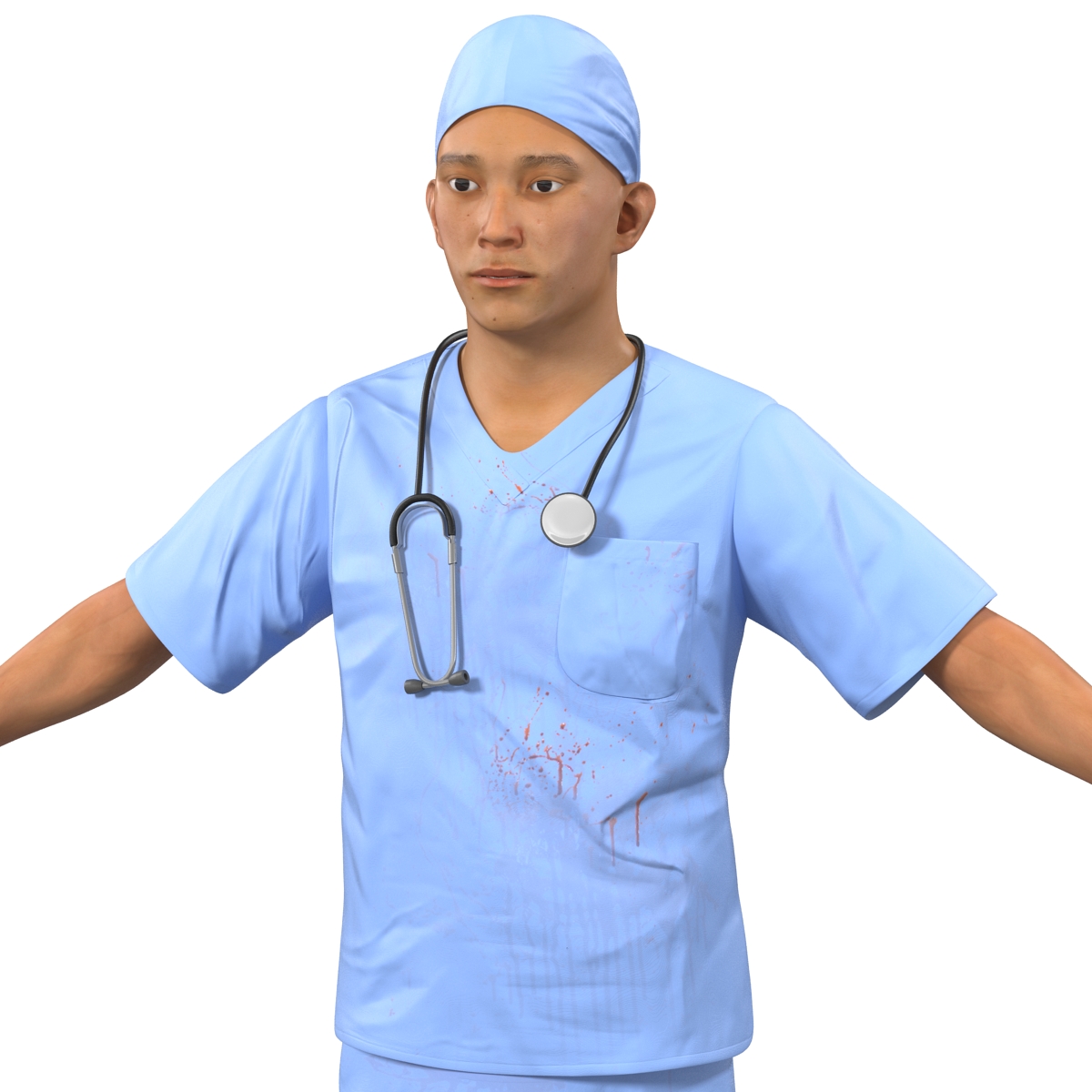 Male Surgeon Asian with Blood 3D model