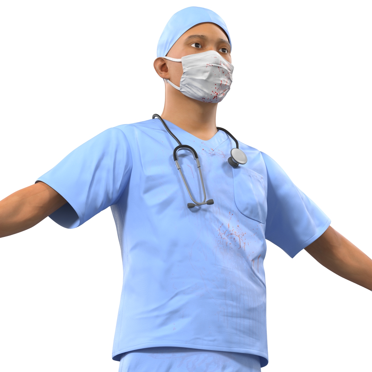 Male Surgeon Asian with Blood 3D model