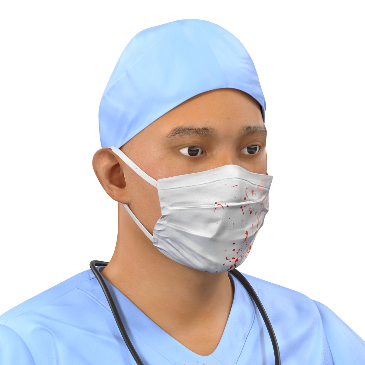 Male Surgeon Asian with Blood 3D model