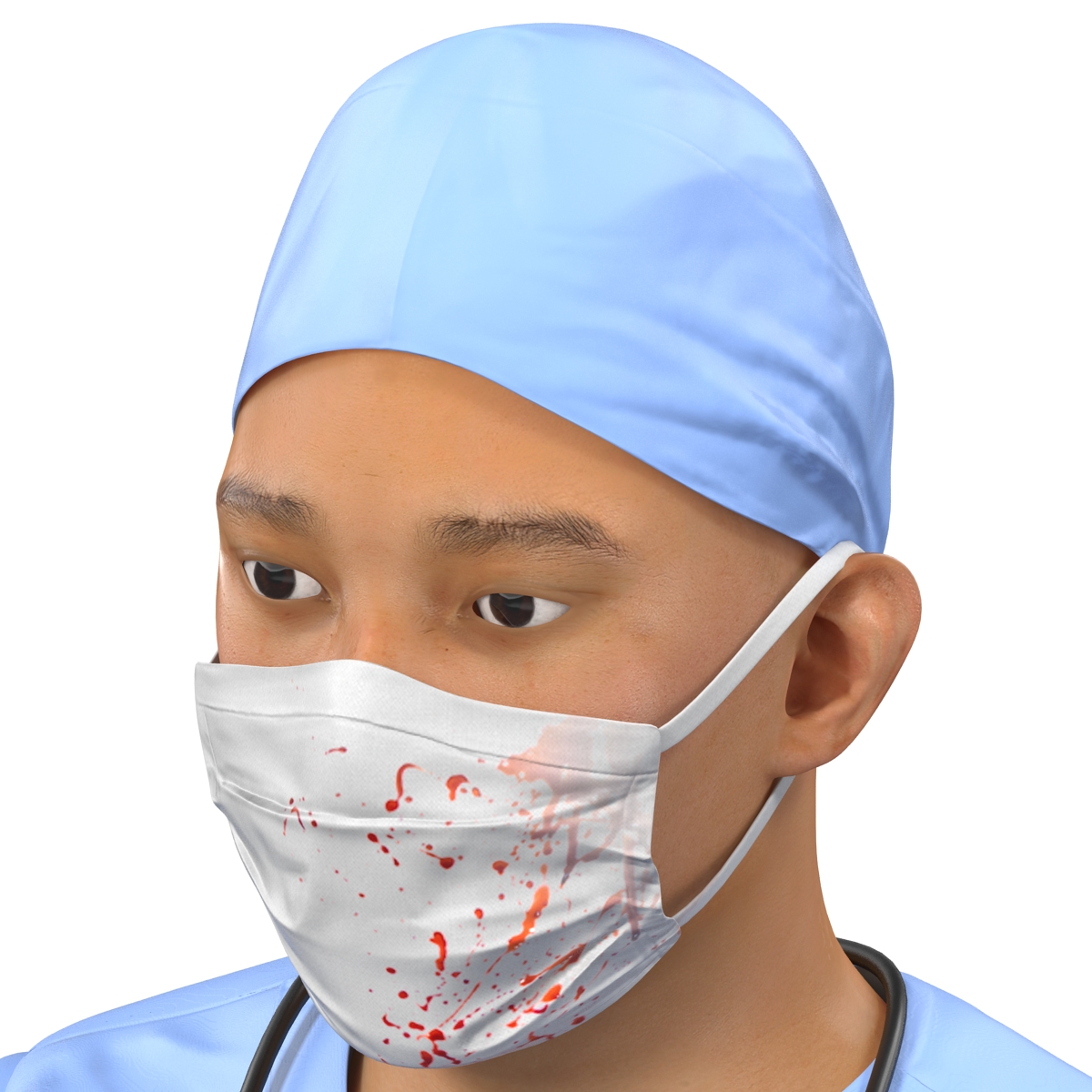 Male Surgeon Asian with Blood 3D model