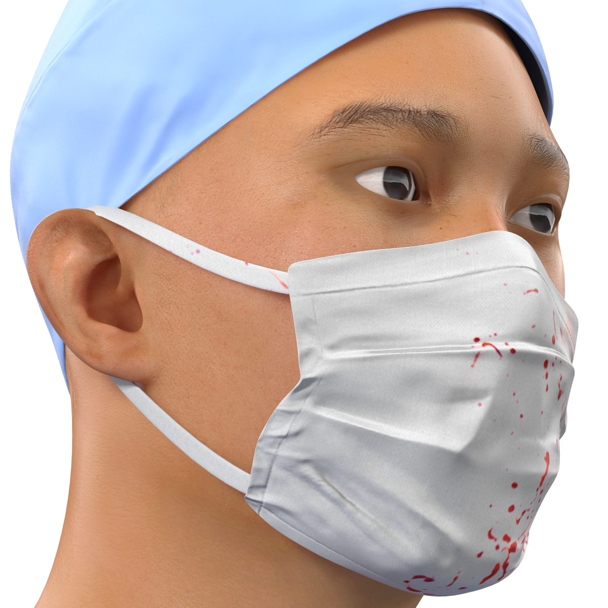 Male Surgeon Asian with Blood 3D model