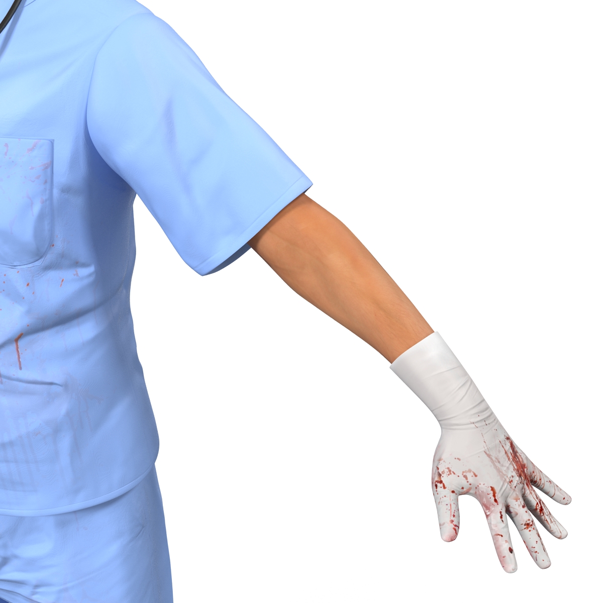 Male Surgeon Asian with Blood 3D model