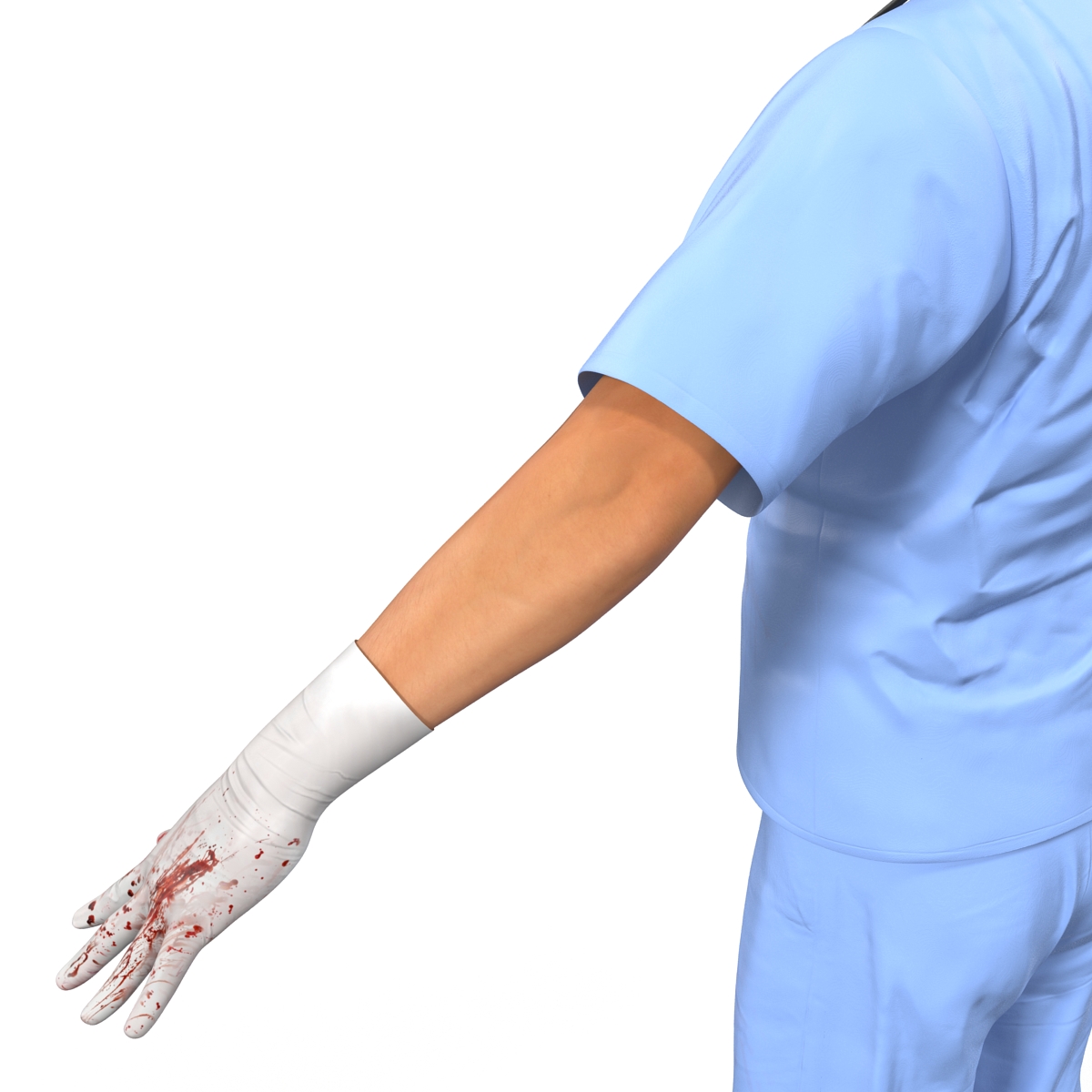 Male Surgeon Asian with Blood 3D model