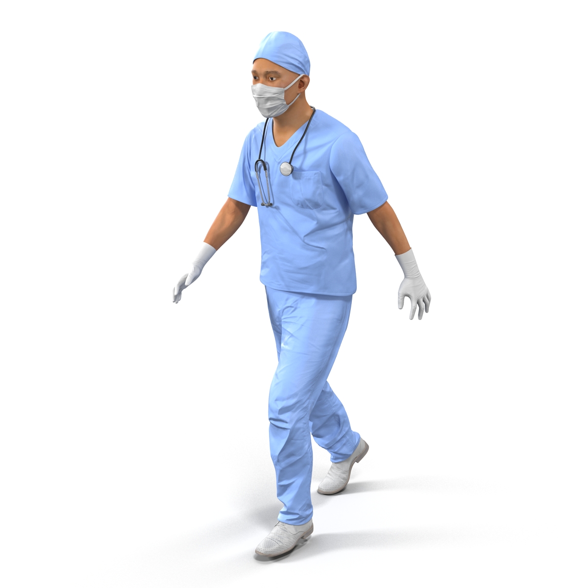 3D model Male Surgeon Asian Rigged