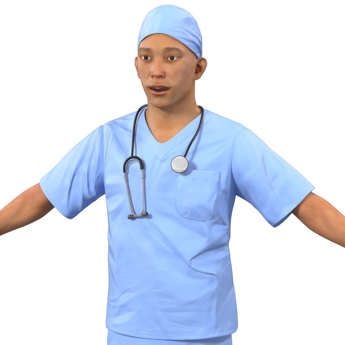 3D model Male Surgeon Asian Rigged