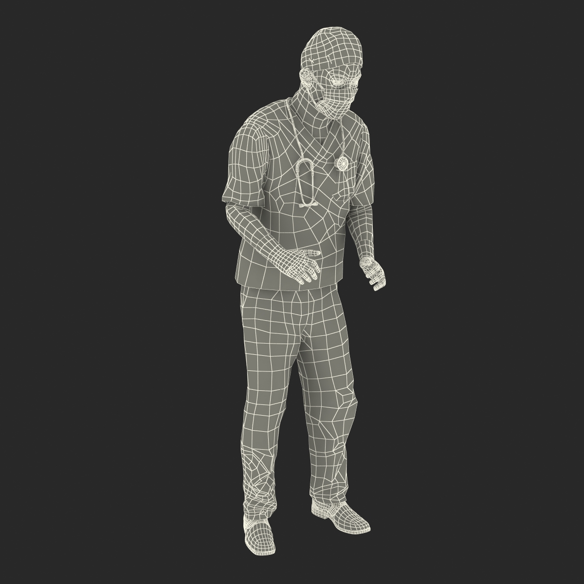 3D model Male Surgeon Asian Rigged