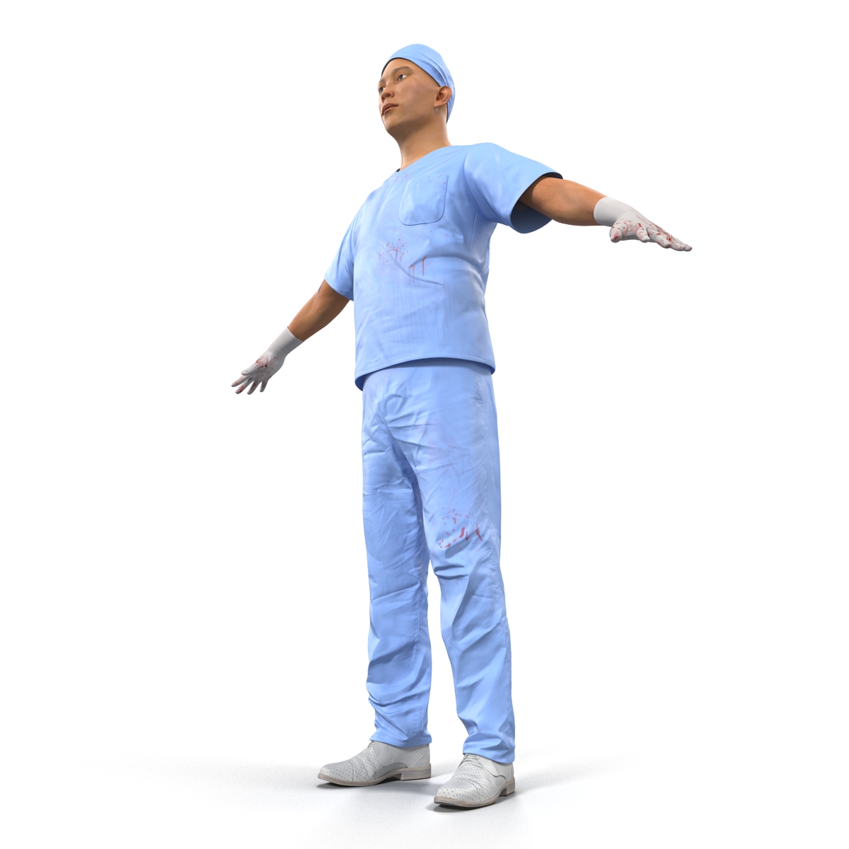 3D Male Surgeon Asian Rigged with Blood 2 model