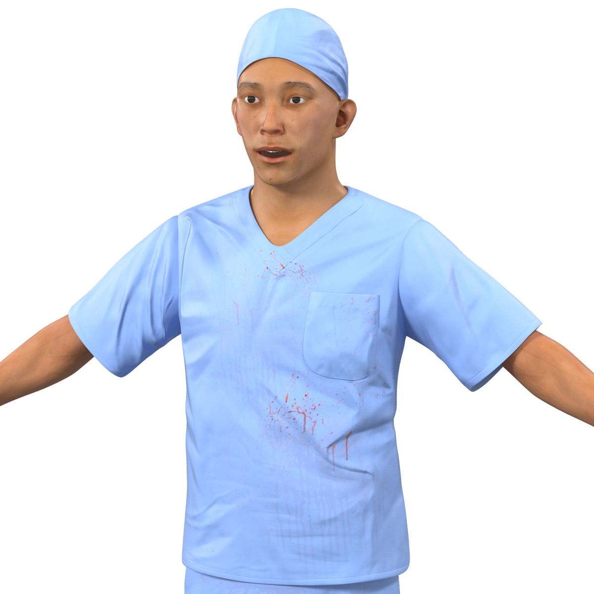 3D Male Surgeon Asian Rigged with Blood 2 model