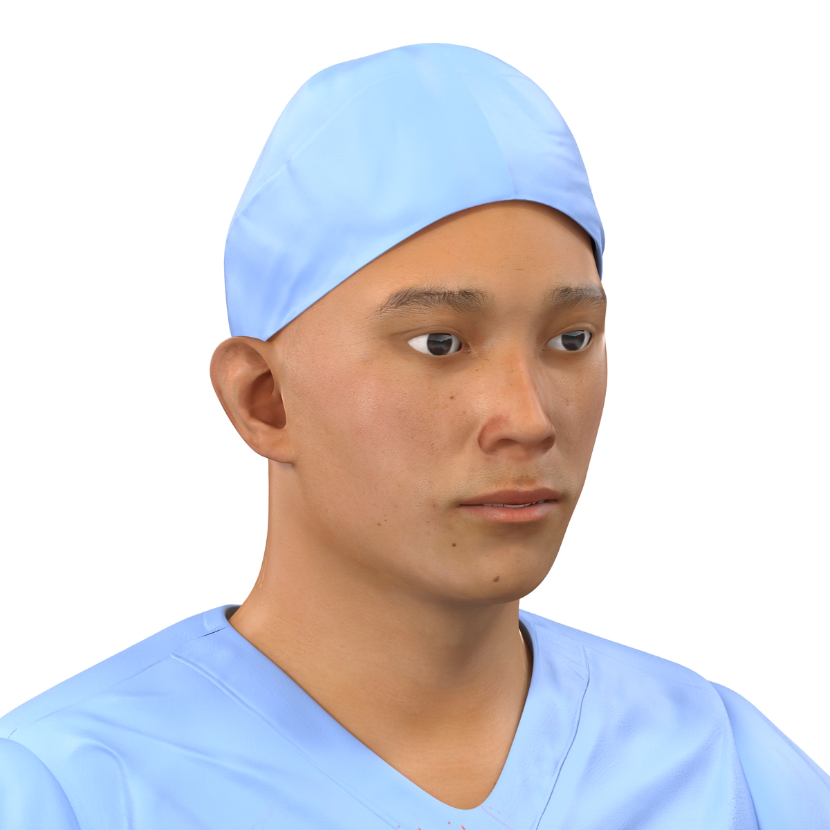 3D Male Surgeon Asian Rigged with Blood 2 model