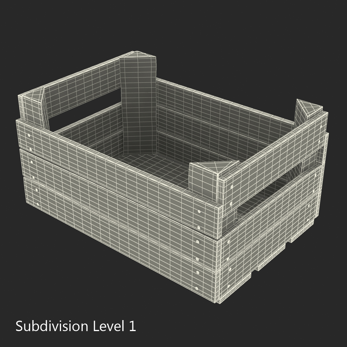 3D model Wooden Fruit Crate 2