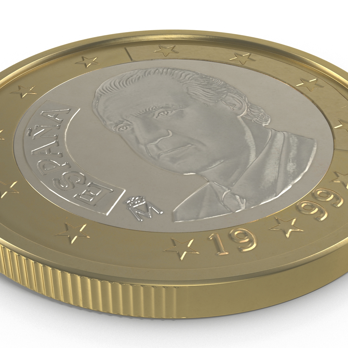 3D 1 Euro Coin Espana model