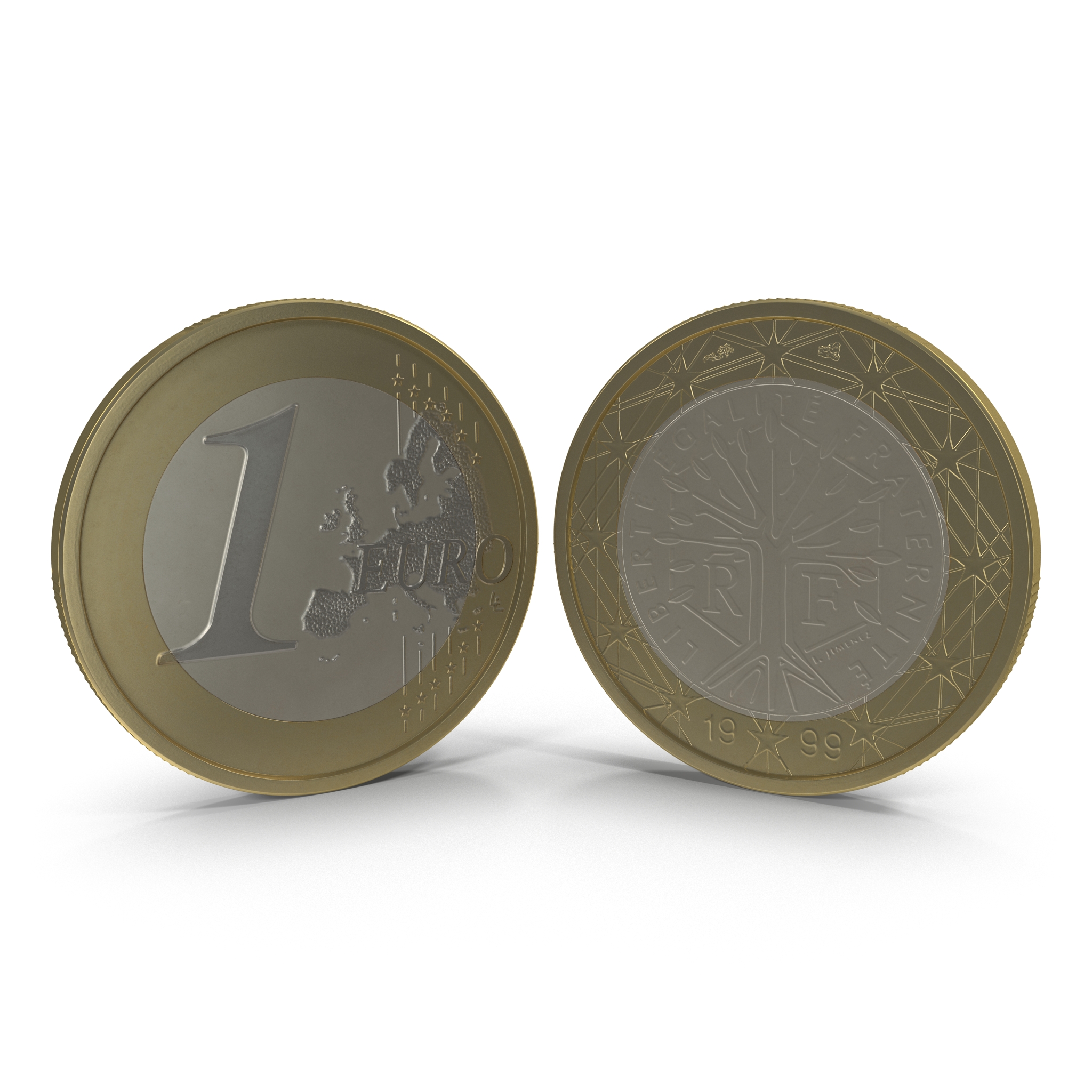 3D 1 Euro Coin French model