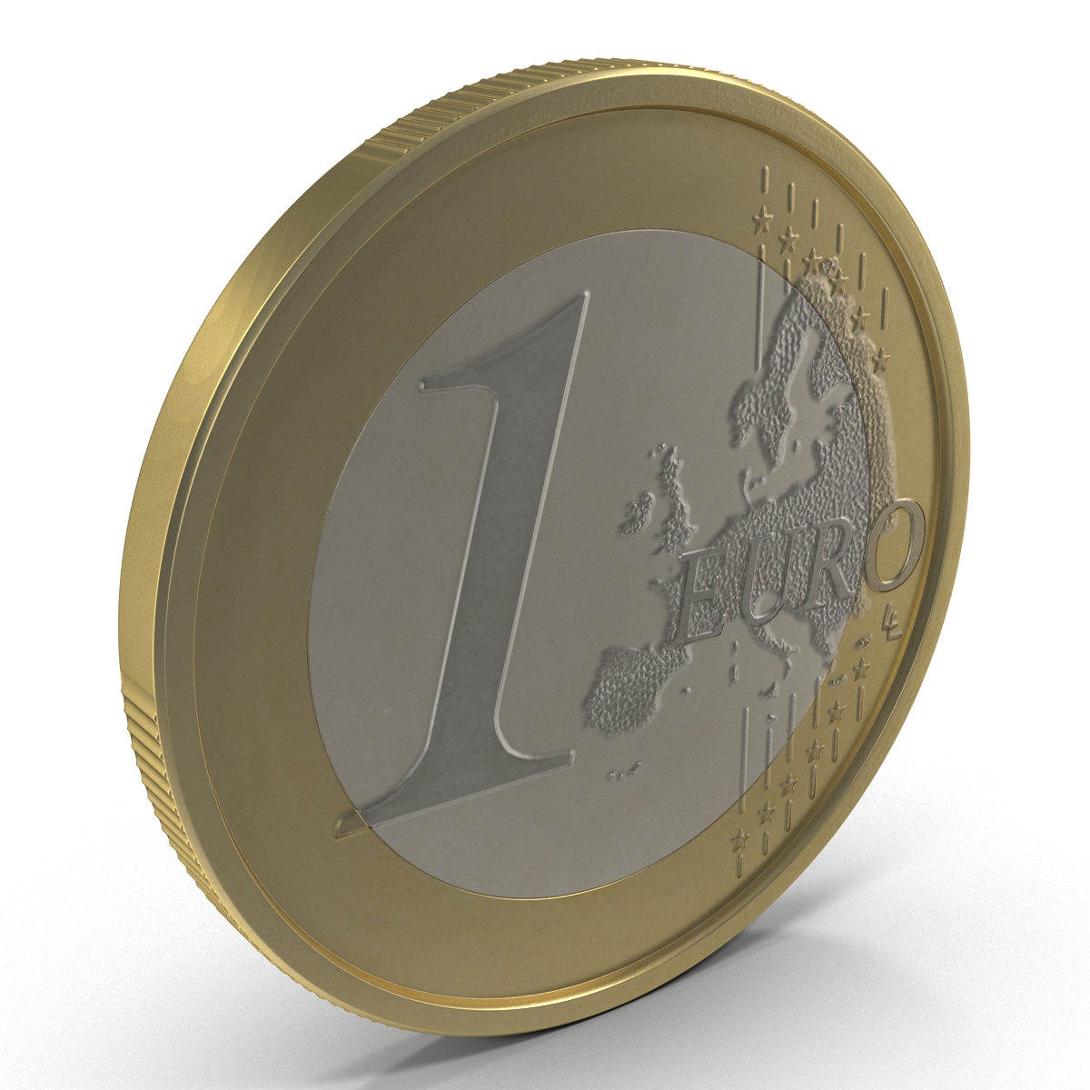 3D 1 Euro Coin French model