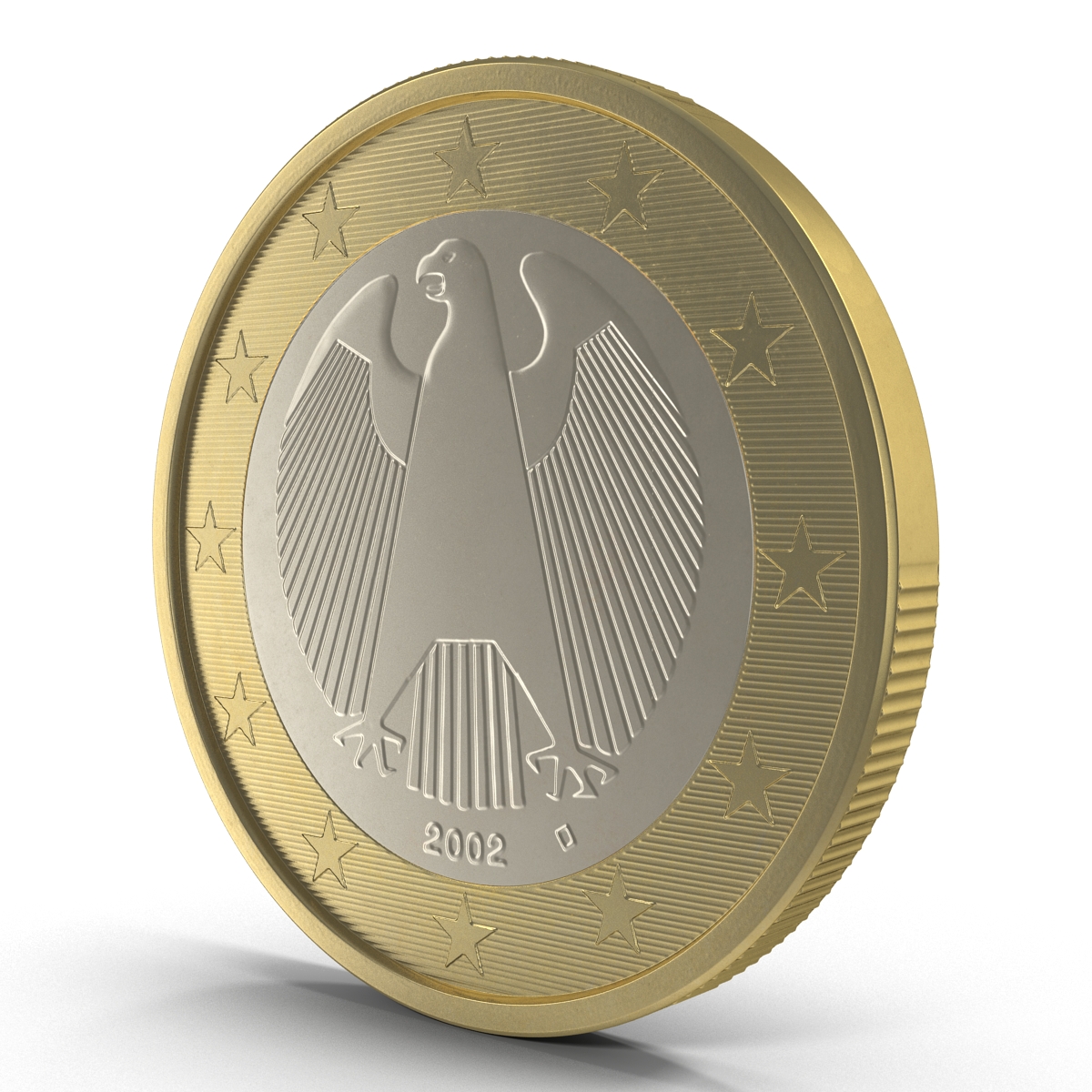 3D 1 Euro Coin German model