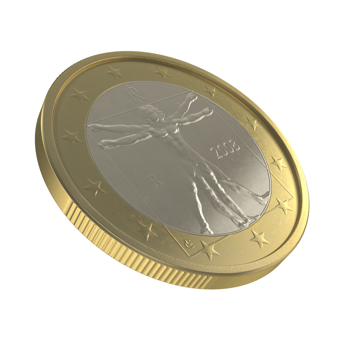 1 Euro Coin Italy 3D